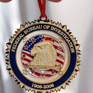 FBI Collectibles Ornament 2008 w Box , paperwork and stand 100th anniversary